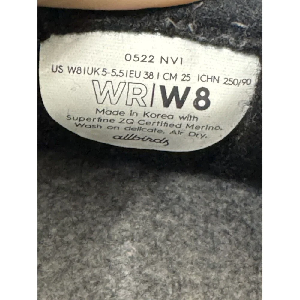 Allbirds Women’s Wool Runner Fluff Sneakers Black White Size 8